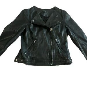 Topshop Women’s Black Faux Leather Moto Biker Jacket Size US 4 UK 8 Euro 36 EUC